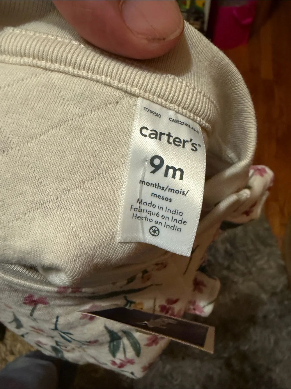 Carter's Cream Floral Puff-Sleeve Sweatshirt